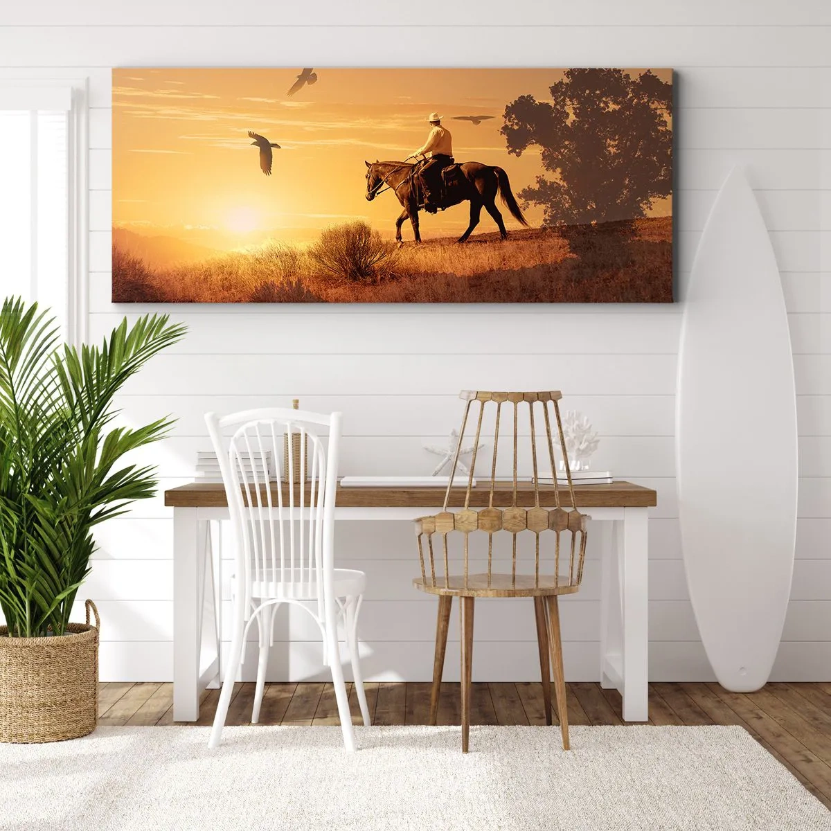 Canvastavla - Bild på duk - Ensamt genom prärien - 100x40 cm