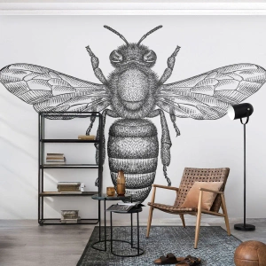Självhäftande Fototapet Deluxe Sticker - Porträtt av en insekt - Bi, Insekt, Minimalistisk - 100x70 cm