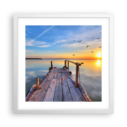 Affisch i vit ram - Gå mot solen - 40x40 cm