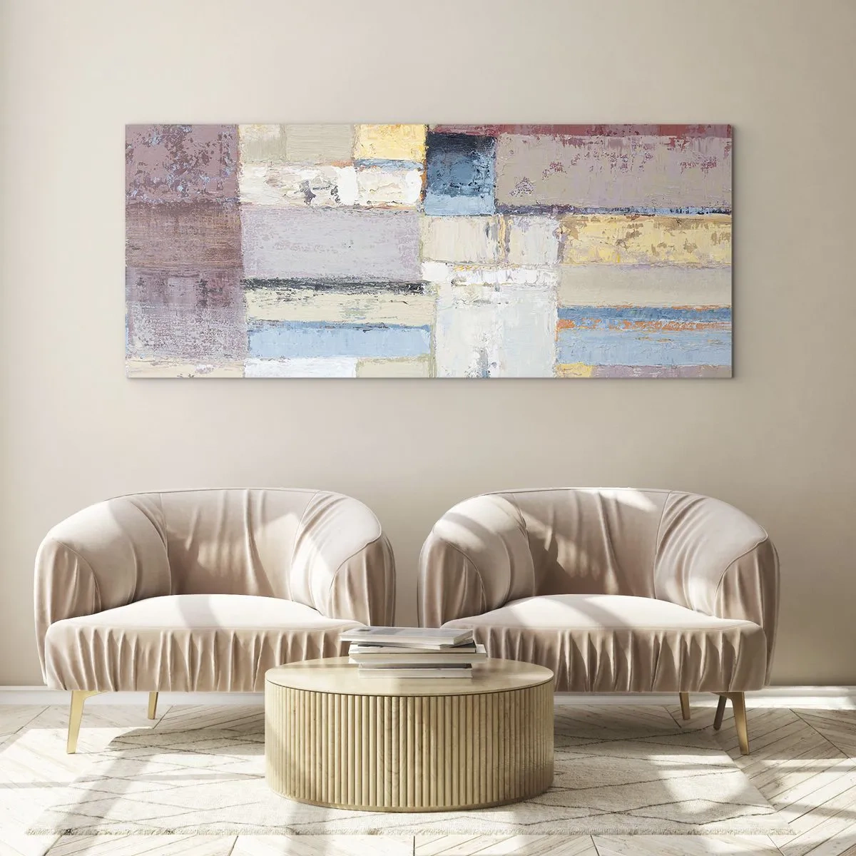 Glastavla - Bild på glas - Geometrins lugn - 140x50 cm