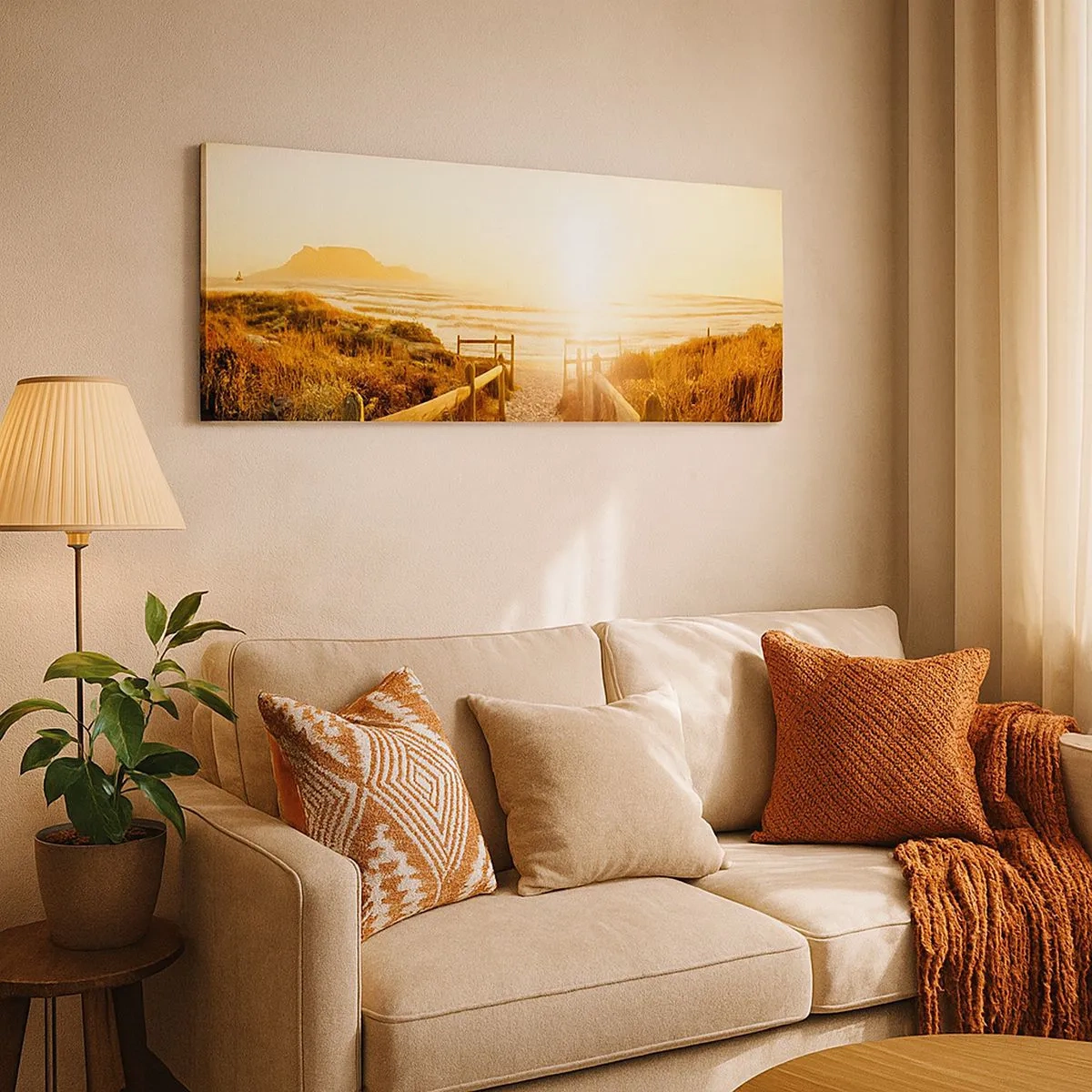 Canvastavla - Bild på duk - Genom sanddynan mot solen - 100x40 cm