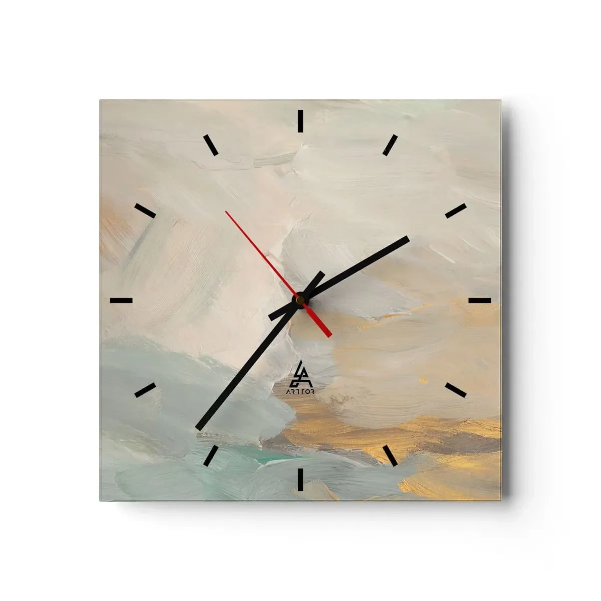Väggklocka - Klocka på glas - Abstraktion - ett land av mildhet - 40x40 cm