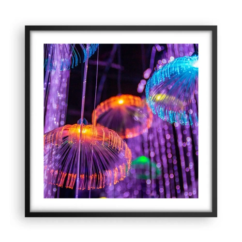 Affisch i svart ram - Lysande fontän - 50x50 cm