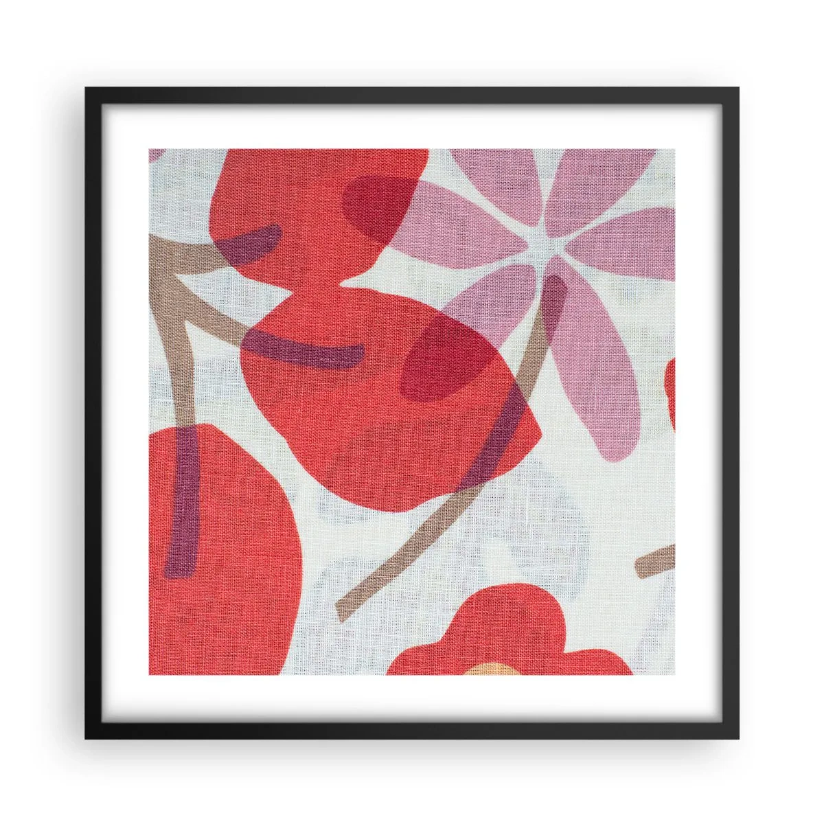 Affisch i svart ram - Blomsterkomposition i rosa - 50x50 cm