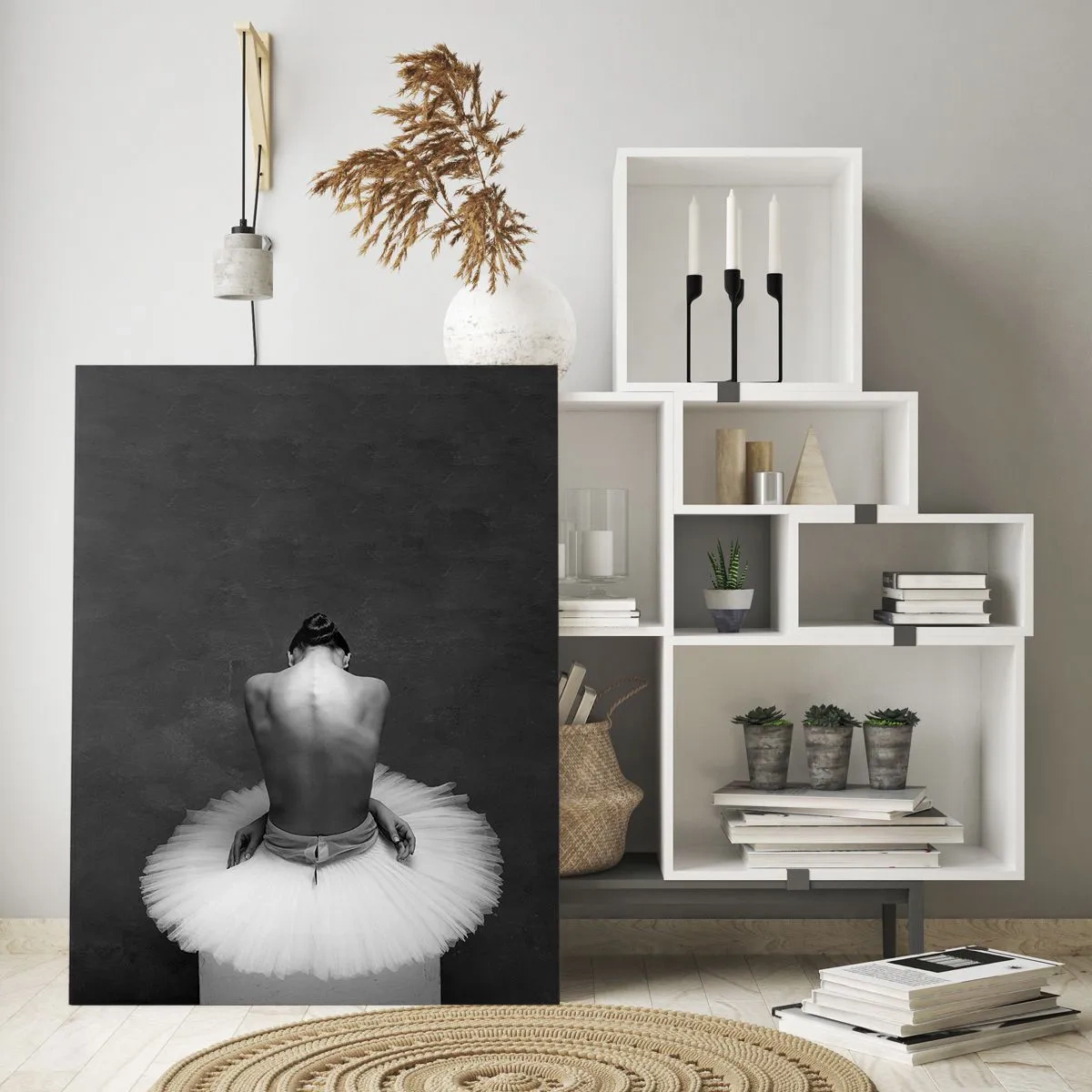 Glastavla - Bild på glas - Hon blommar ut - 50x70 cm