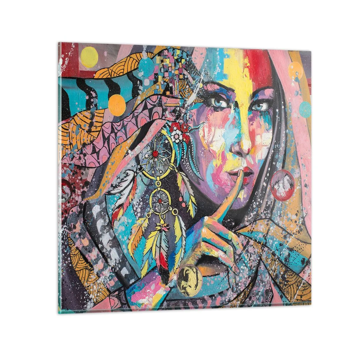 Glastavla - Bild på glas - Var tyst tills du förstår - 40x40 cm