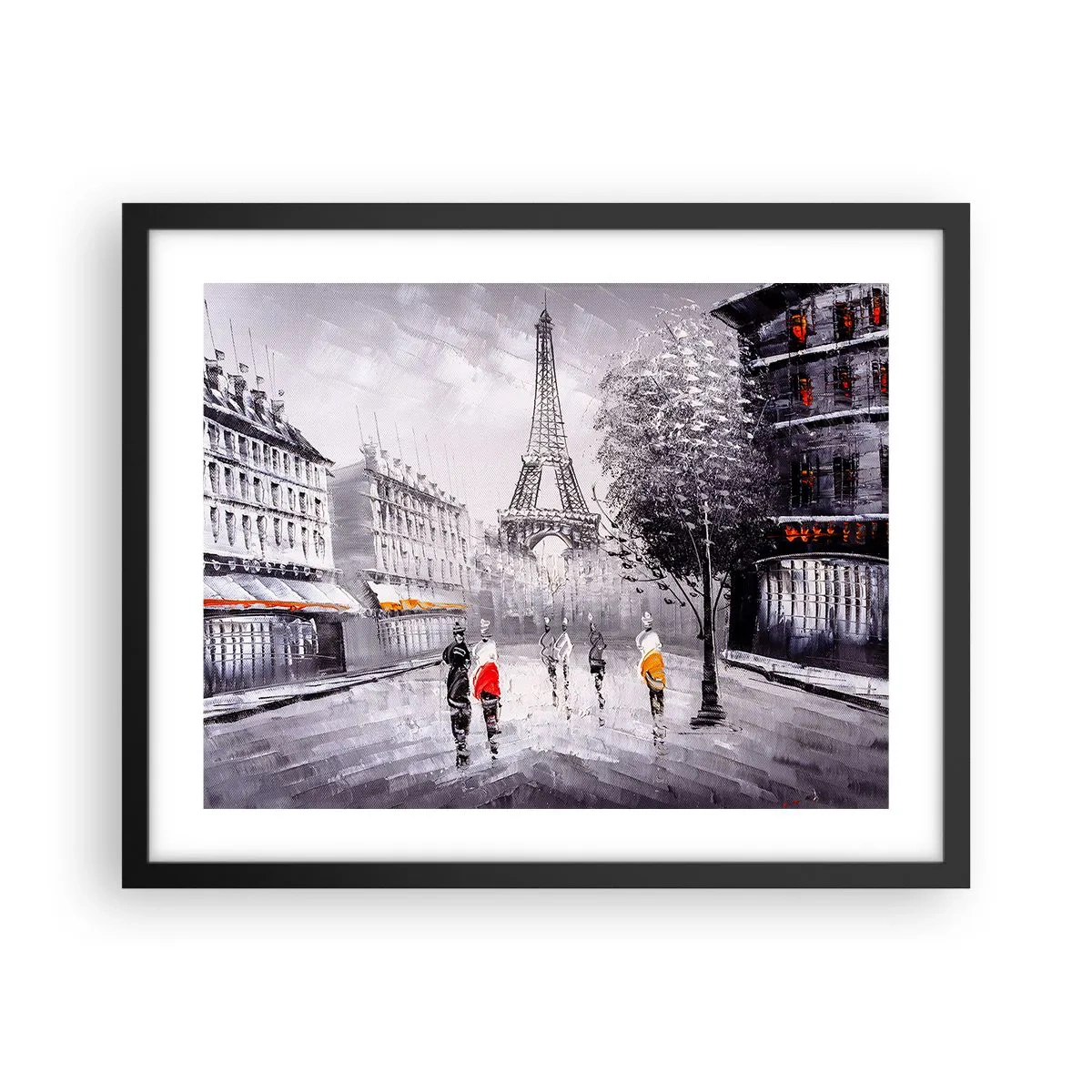 Affisch i svart ram - Promenad i Paris - 50x40 cm