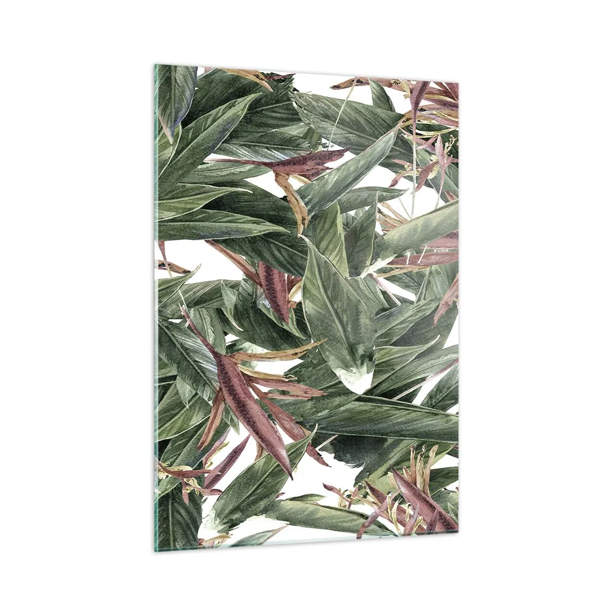 Glastavla - Bild på glas - Smaragd-lila växter - 50x70 cm