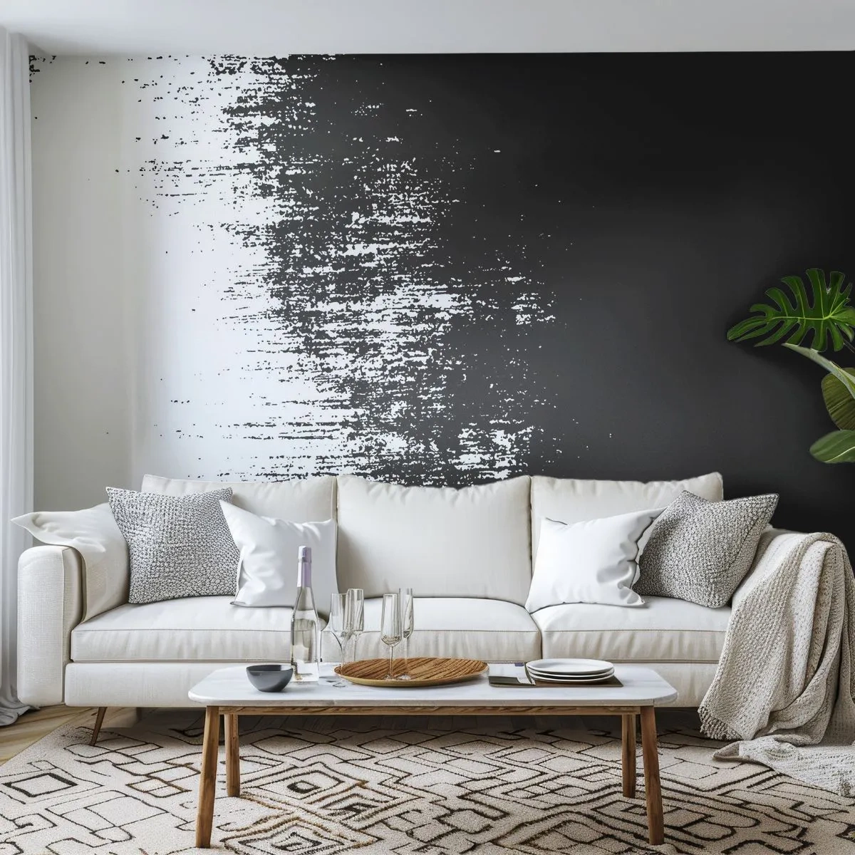Självhäftande Fototapet Deluxe Sticker - Och vinnare är... - Abstraktion, Bit, Svartvitt - 250x175 cm