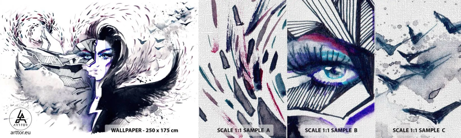 Provbit av fototapet Premium Canvas - Demonisk och vacker - Abstraktion, Kvinna, Kvinnliga ögon - 100x30 cm