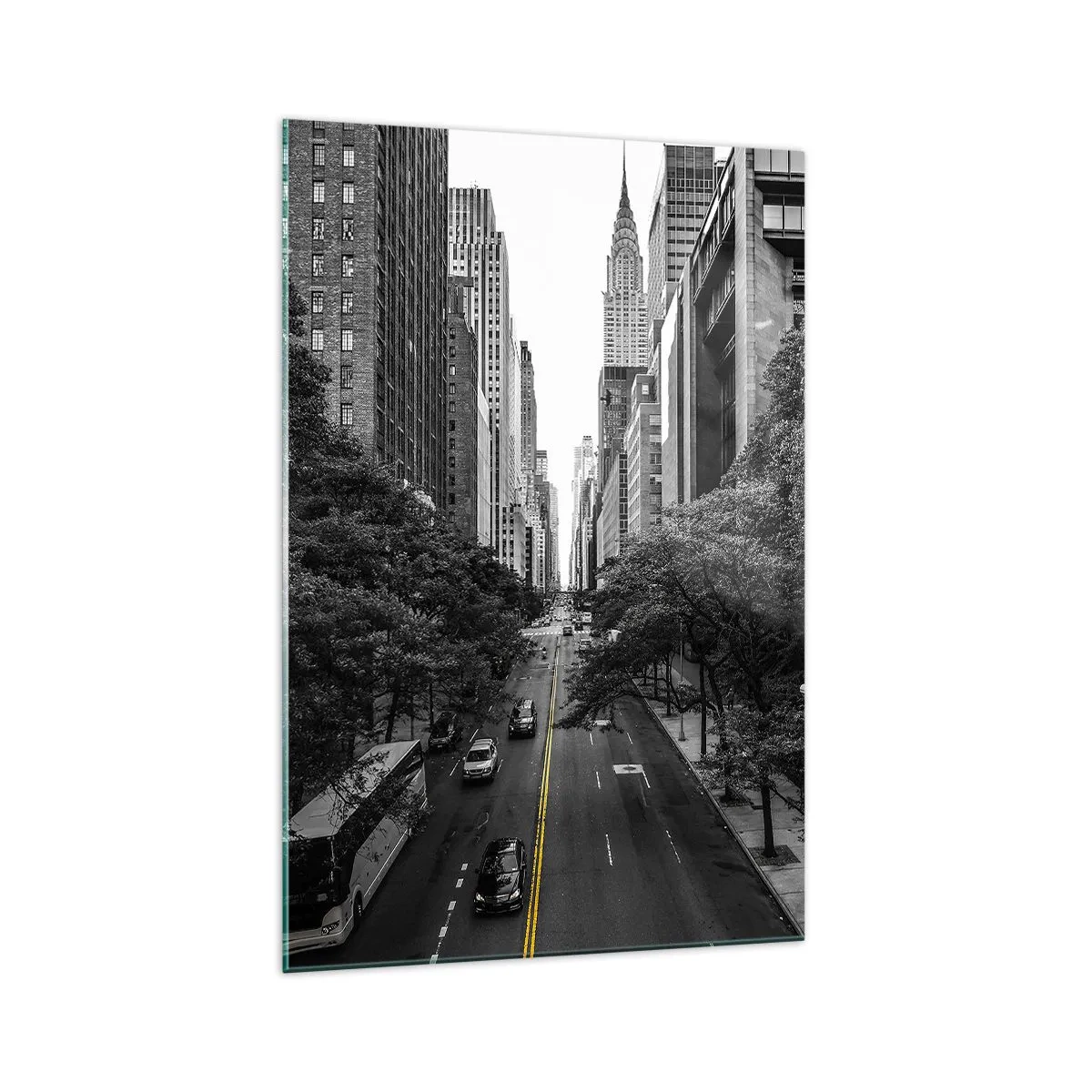 Glastavla - Bild på glas - En morgon i New York - 70x100 cm