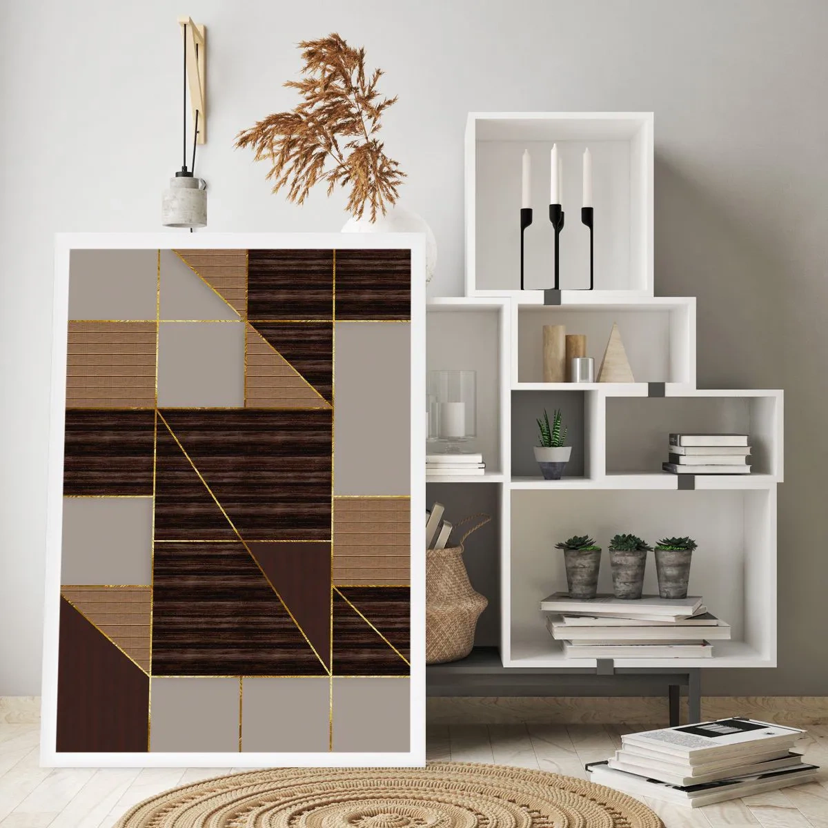 Affisch - Mosaik av brun och guld - 61x91 cm