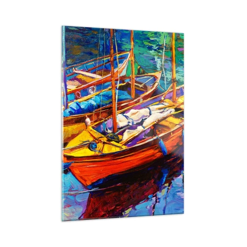 Glastavla - Bild på glas - På ett färgtjockt vatten - 50x70 cm
