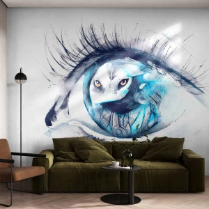 Fototapet Premium Canvas - Öga mot öga med det vilda - Abstraktion, Öga, Uggla - 400x280 cm