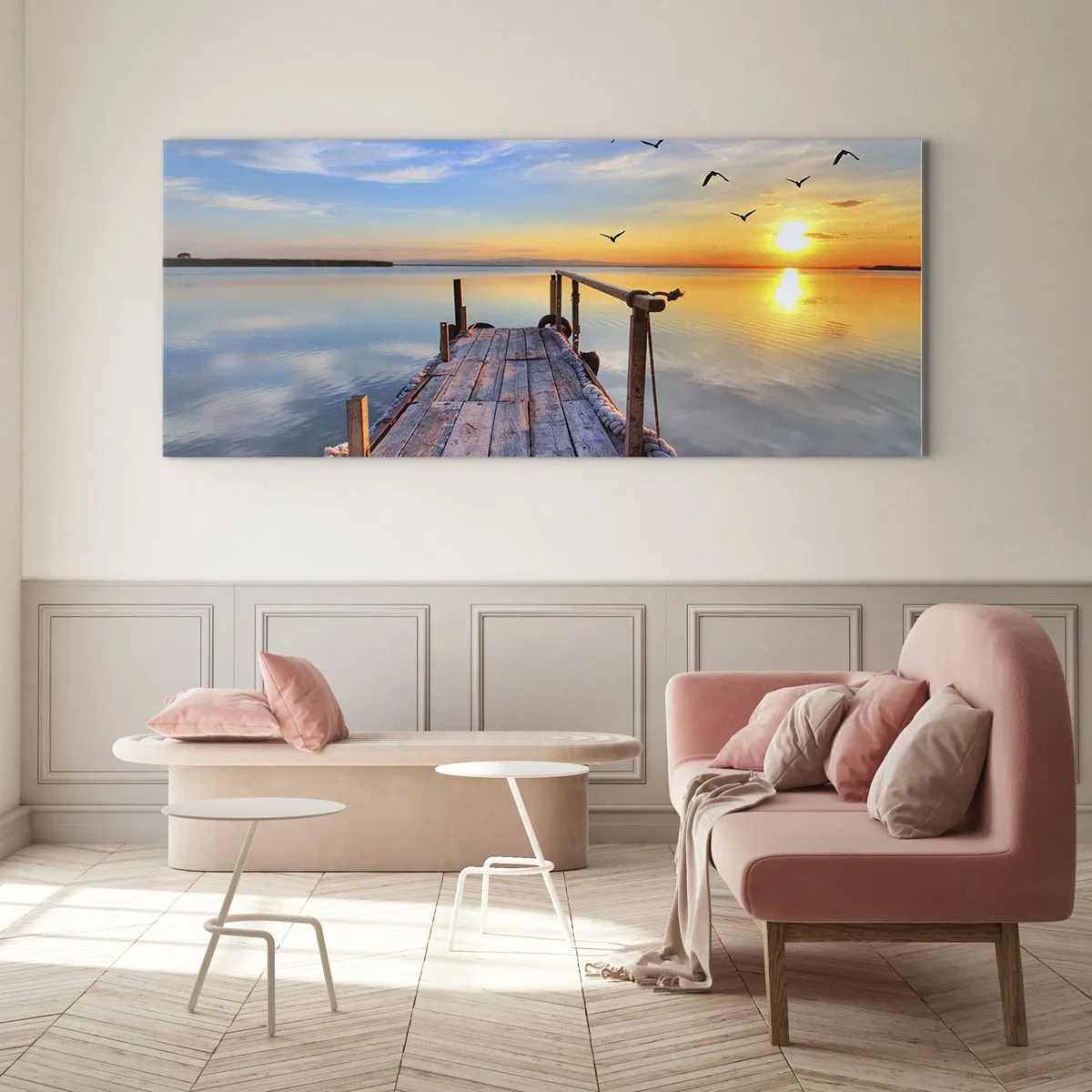 Glastavla - Bild på glas - Gå mot solen - 90x30 cm