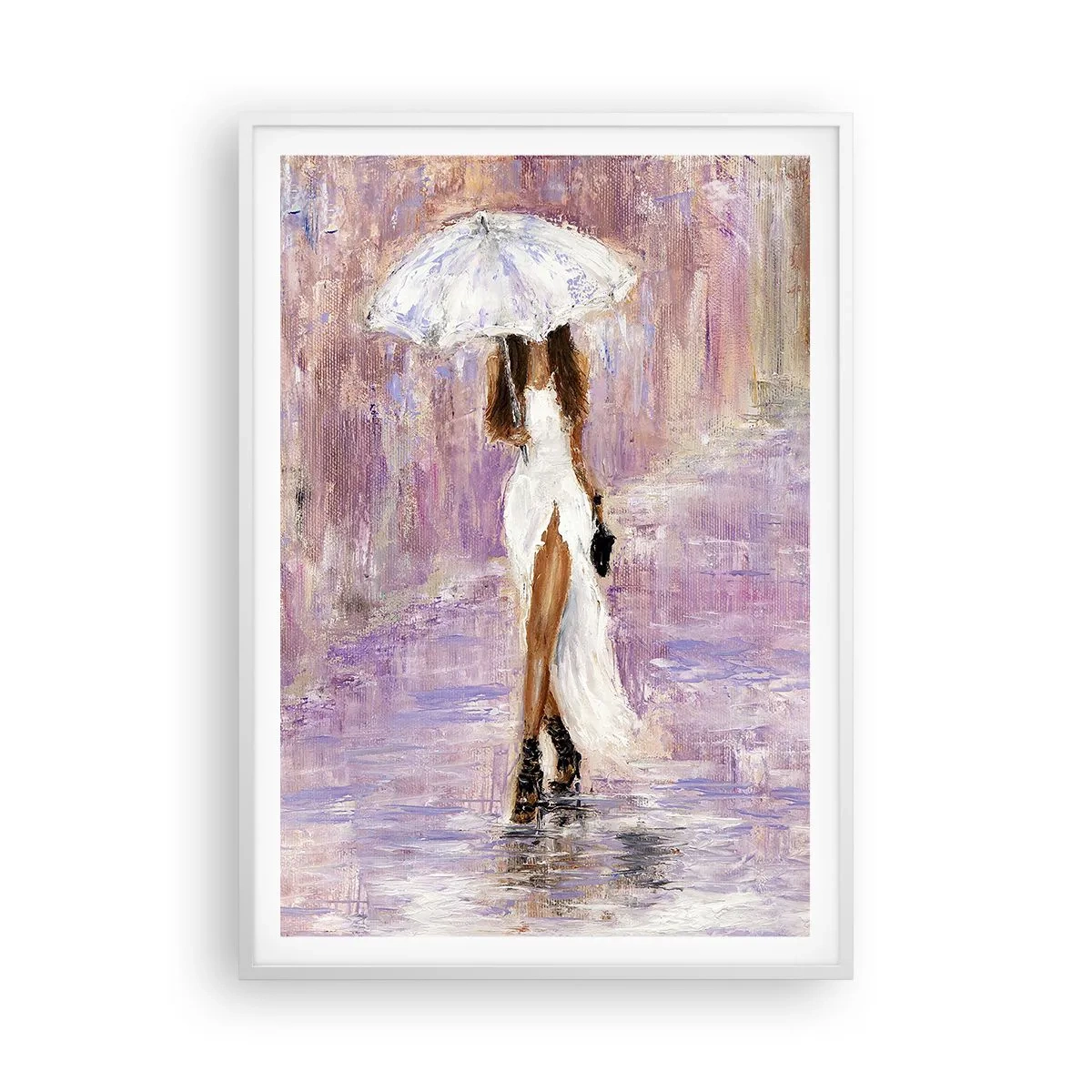 Affisch i vit ram - Under lila regn - 70x100 cm