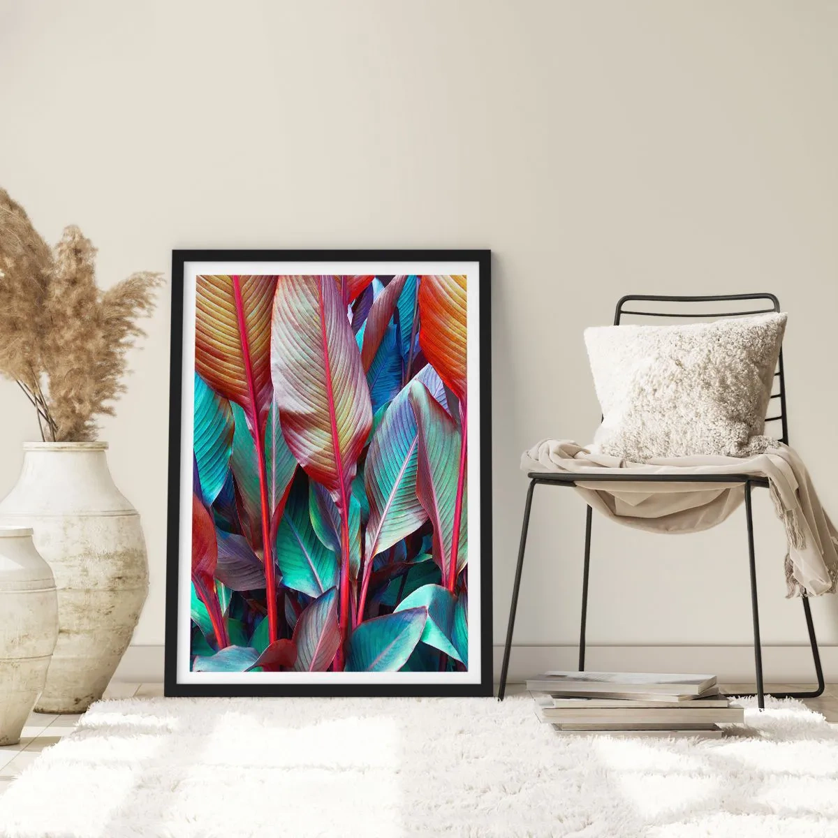 Affisch i svart ram - En färgglad tätskog - 61x91 cm
