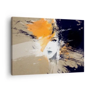 Canvastavla - Bild på duk - Abstrakt porträtt av en kvinna med intensiva färger - 70x50cm - Och så blir det ljus - Modern väggdekoration för vardagsrum och sovrum ARTTOR