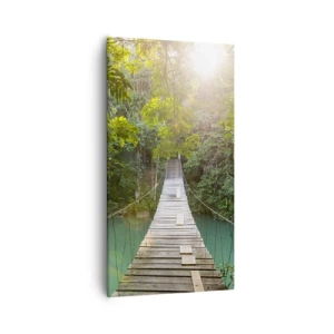 Canvastavla - Bild på duk - Vid azurblått vatten till azurblå skog - 55x100 cm