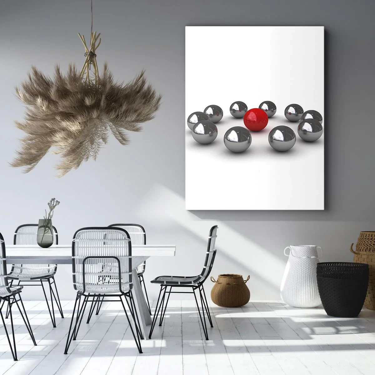 Canvastavla - Bild på duk - Ring i silver och röd - 50x70 cm