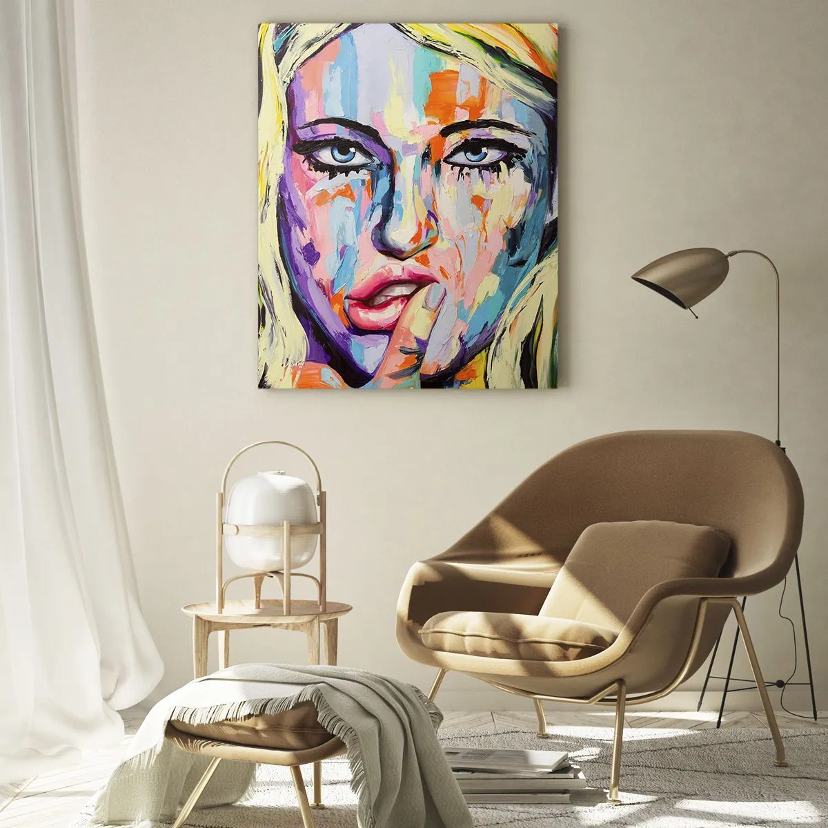 Glastavla - Bild på glas - Titta henne rakt in i ögonen - 50x70 cm