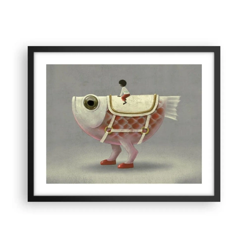 Affisch i svart ram - Fiskryttare - 50x40 cm