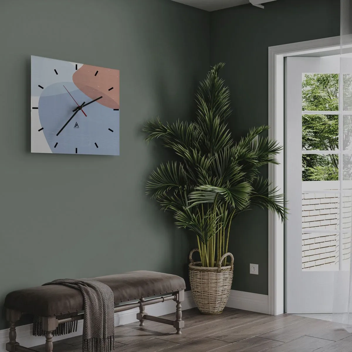 Väggklocka - Klocka på glas - Pastellfärgade relationer - 30x30 cm