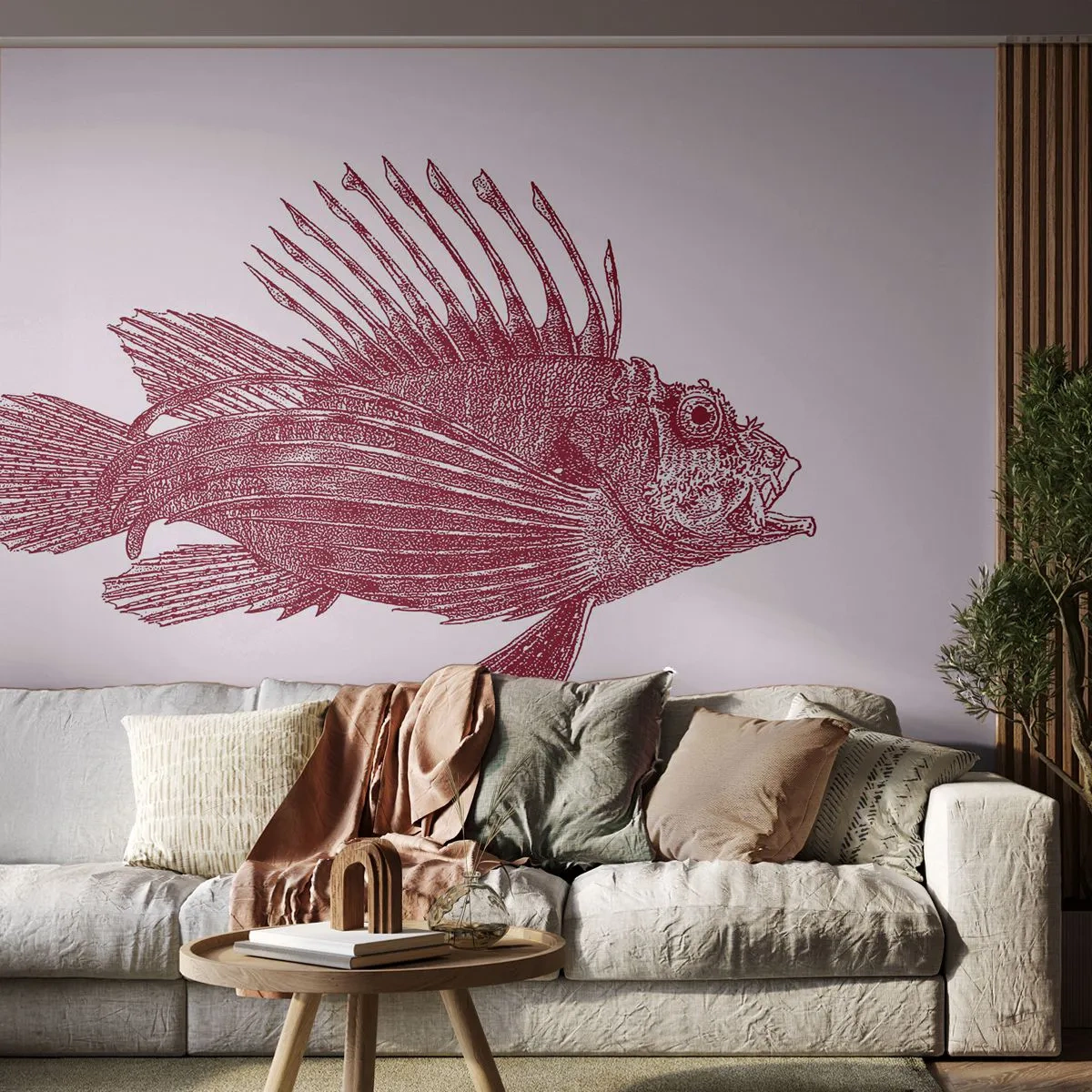 Självhäftande Fototapet Deluxe Sticker - En invånare i exotiska vatten - Fisk, Lejonfisk, Tropisk - 450x315 cm