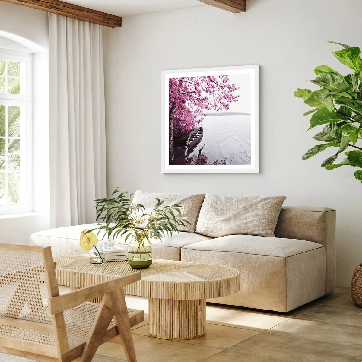 Affisch i vit ram - I rosa tystnad - 60x60 cm