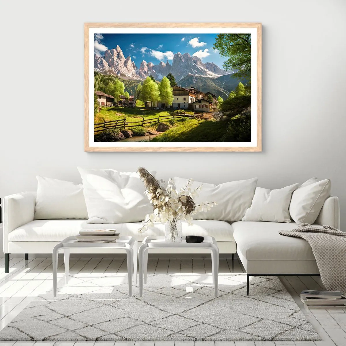 Affisch i ram av ljusek - Alpin idyll - 70x50 cm