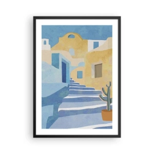 Affisch i svart ram - Medelhavsarkitektur i pastellfärger - 50x70cm - En dag i en arabisk stad - Modern väggdekoration för vardagsrum och sovrum ARTTOR
