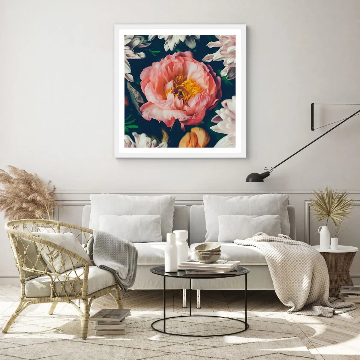 Affisch i vit ram - Med barockprakt - 60x60 cm