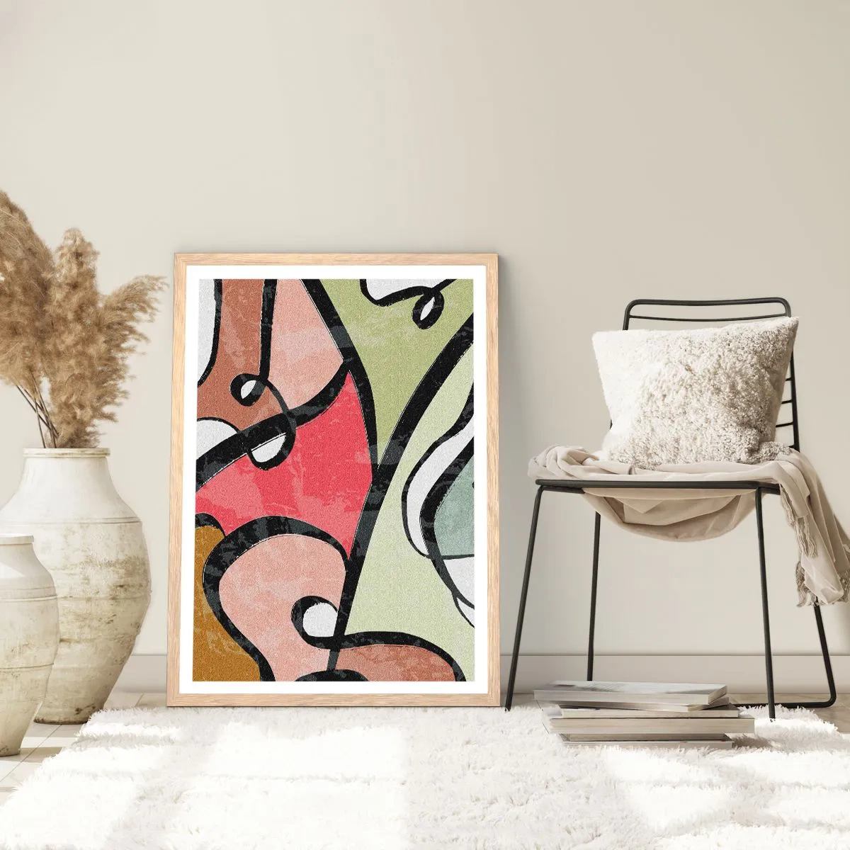 Affisch i ram av ljusek - Pirouetter bland färger - 61x91 cm