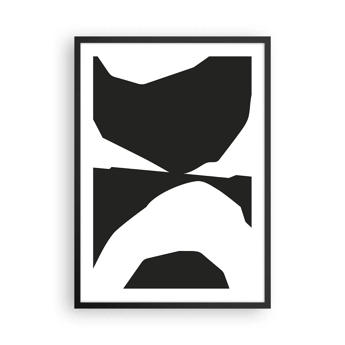 Affisch i svart ram - Abstrakt svartvit komposition - 50x70cm - Positiv-negativ - Modern väggdekoration för vardagsrum och sovrum ARTTOR