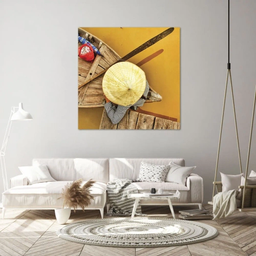 Canvastavla - Bild på duk - Liv på den gula floden - 70x70 cm