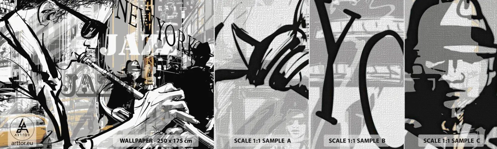 Provbit av fototapet Premium Canvas - I New Yorks rytm - New York, musik, Jazz - 100x30 cm