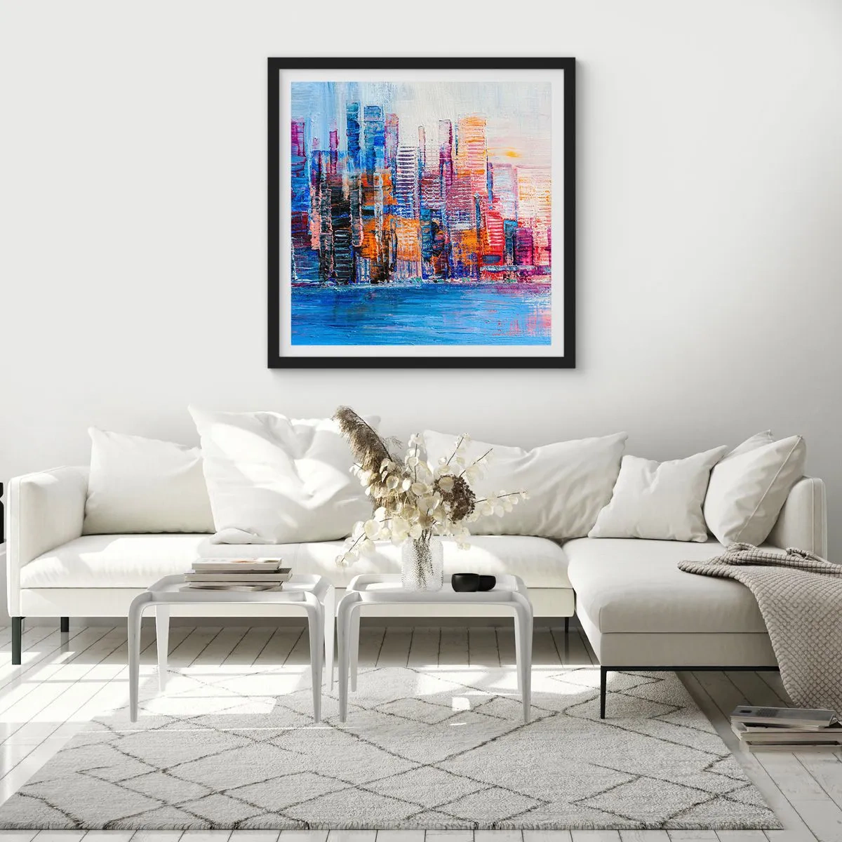 Affisch i svart ram - En glädjefylld metropol - 50x50 cm