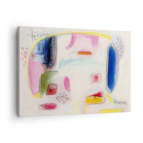 Canvastavla - Bild på duk - Färgglada abstrakta former på en ljus bakgrund - 70x50cm - Mera konvex än konkav eller platt - Modern väggdekoration för vardagsrum och sovrum ARTTOR