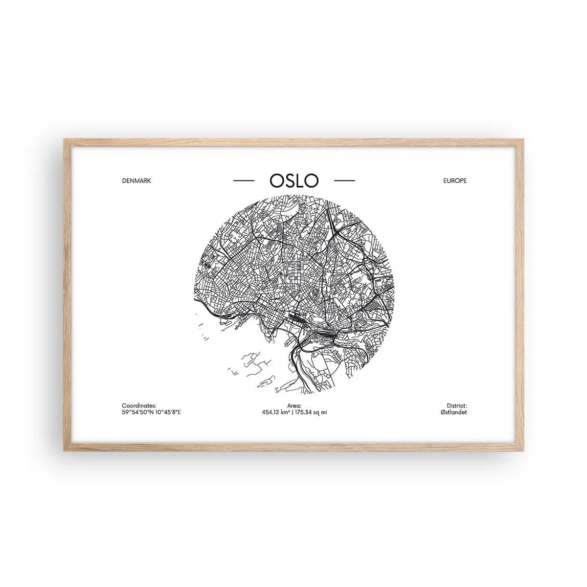 Affisch i ram av ljusek - Oslos anatomi - 91x61 cm