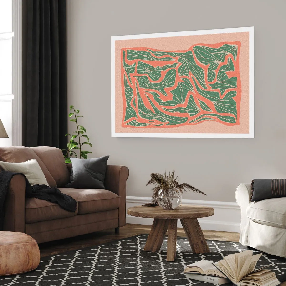 Affisch - En kamp mellan korall och grönt - 50x40 cm