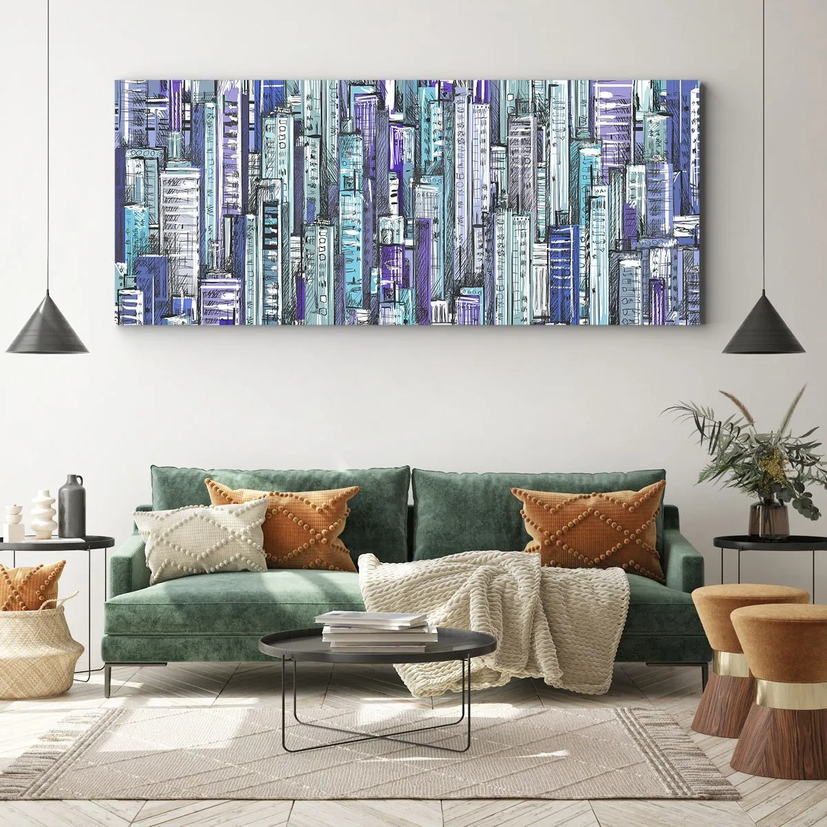 Canvastavla - Bild på duk - Blått från himlen - 100x40 cm