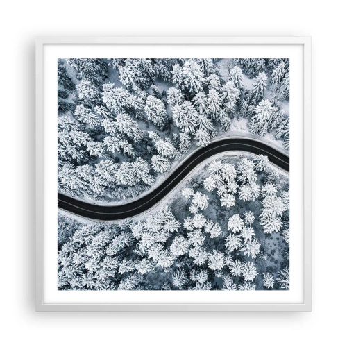 Affisch i vit ram - Genom vinterskogen - 60x60 cm