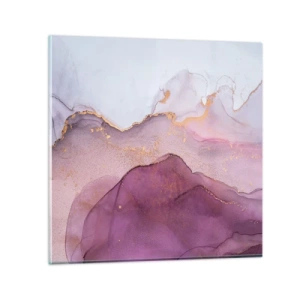 Glastavla - Bild på glas - Lila och violett vågor - 50x50 cm