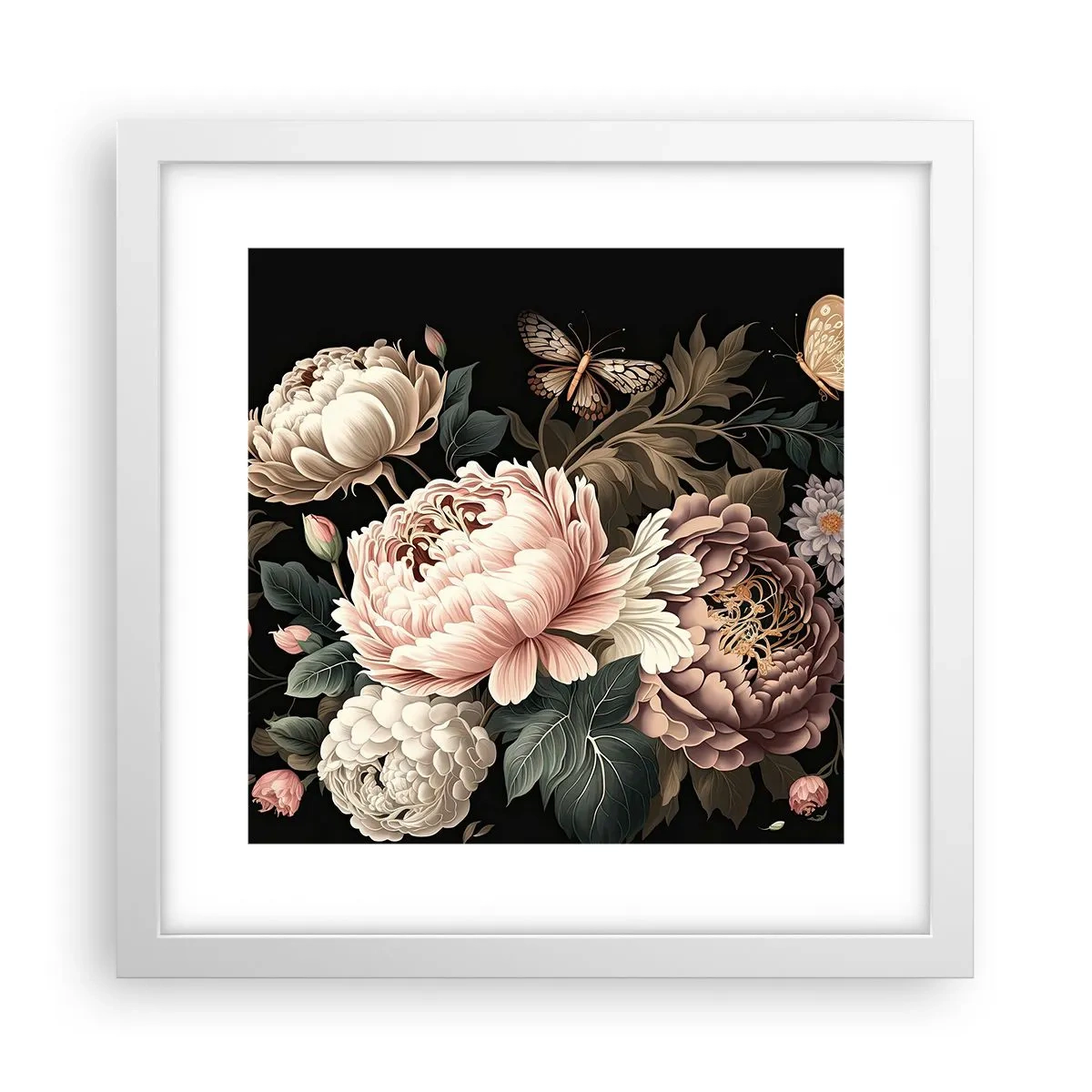 Affisch i vit ram - I barockstil - 30x30 cm