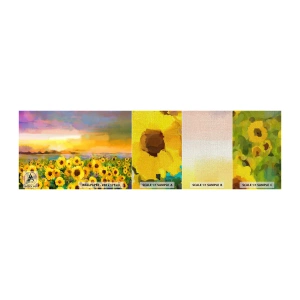 Provbit av fototapet Premium Canvas - Själva solen gick ner på jorden - Solrosfält, solros, Natur - 100x30 cm