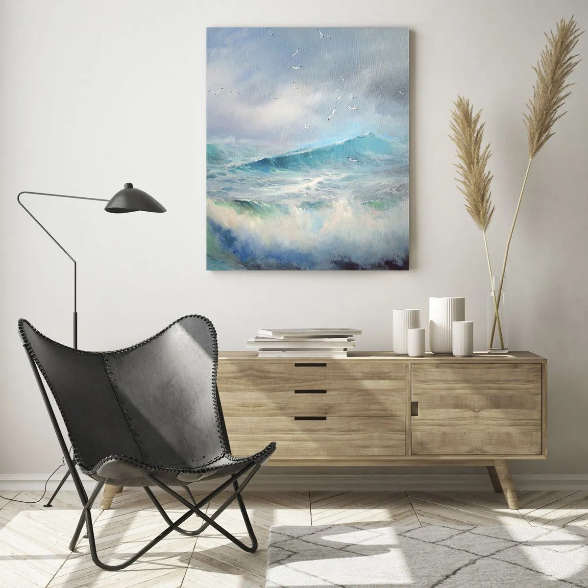 Glastavla - Bild på glas - "Orkanen vrålade med triumf…' - 50x70 cm