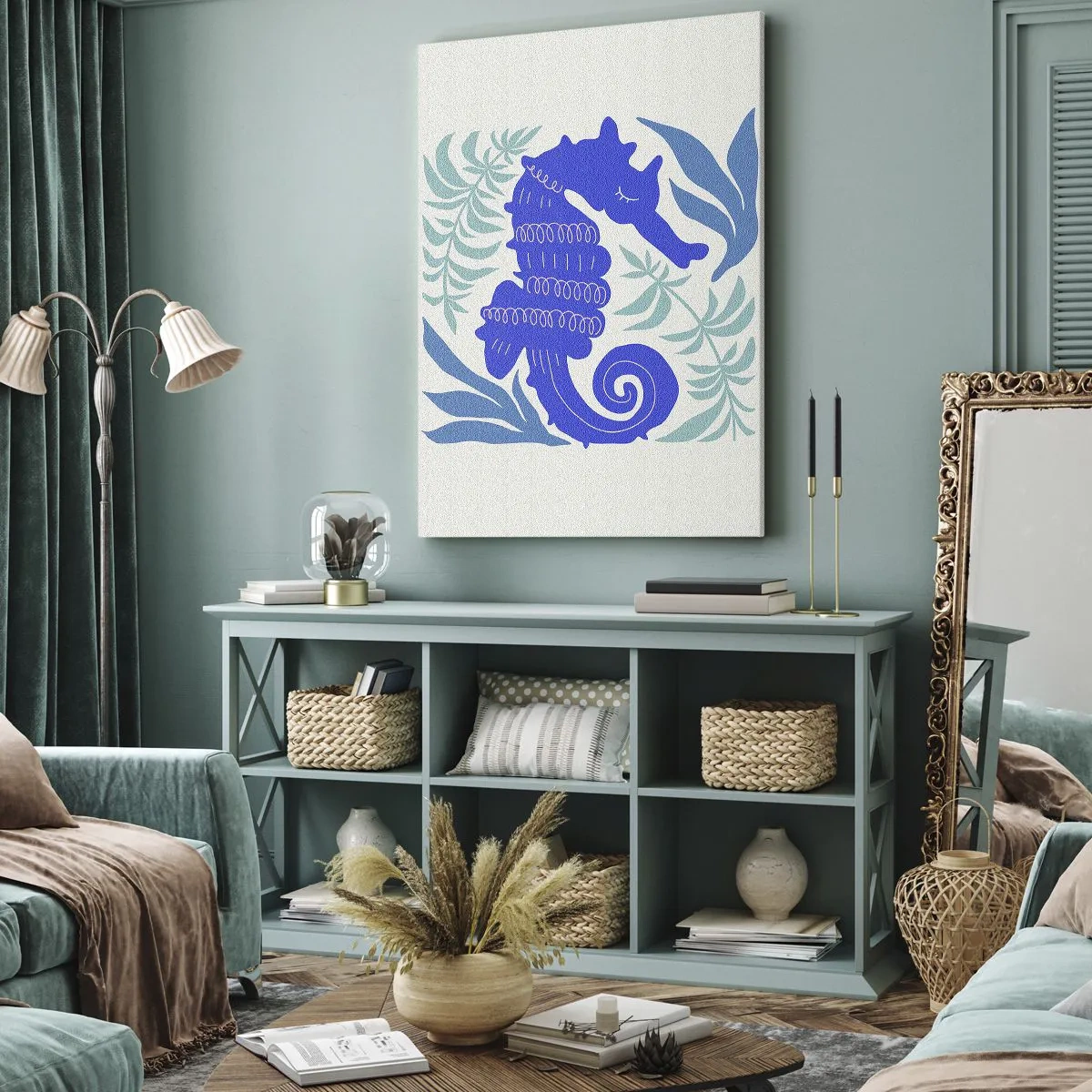 Canvastavla - Bild på duk - På enundervattenäng - 55x100 cm