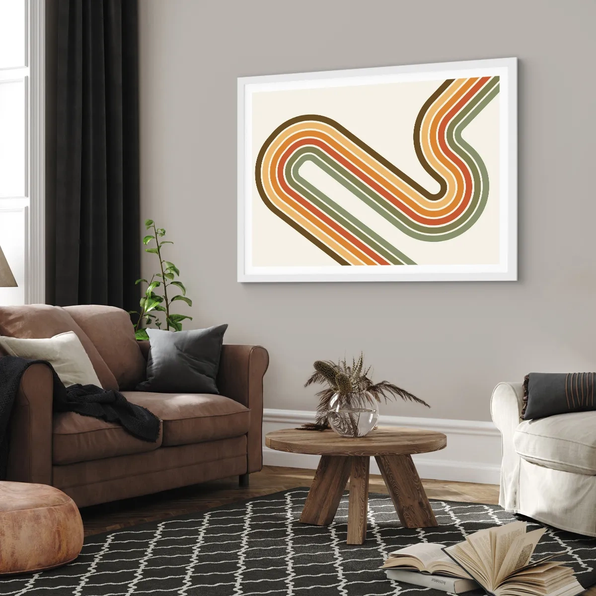 Affisch i vit ram - Zig-zack mot målet - 100x70 cm