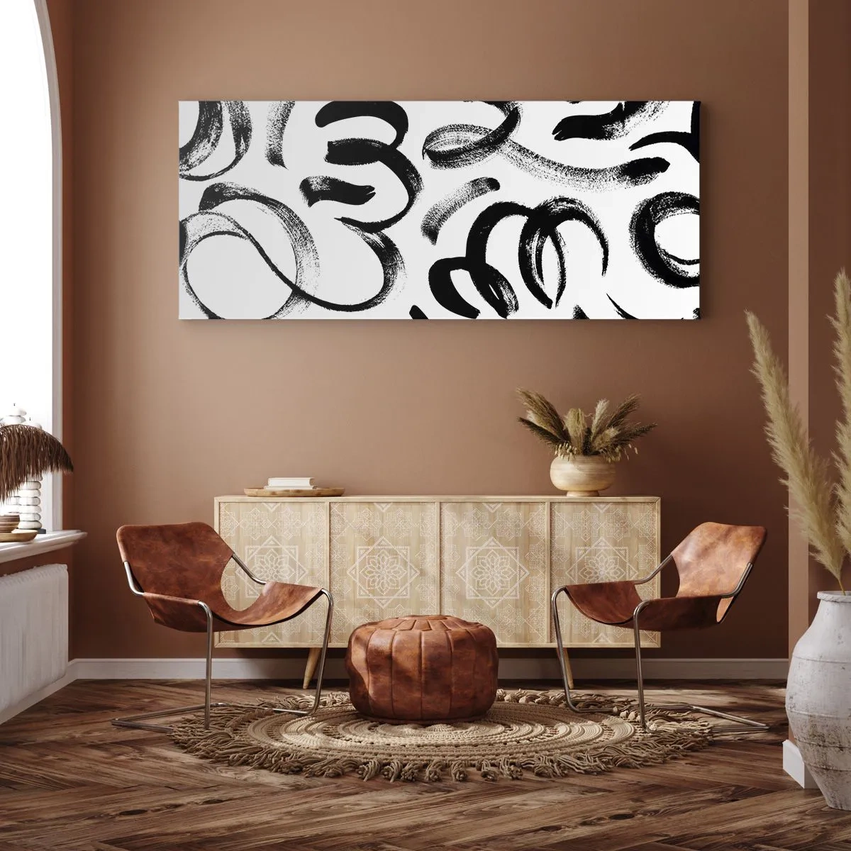 Canvastavla - Bild på duk - Svart på vitt - 160x50 cm