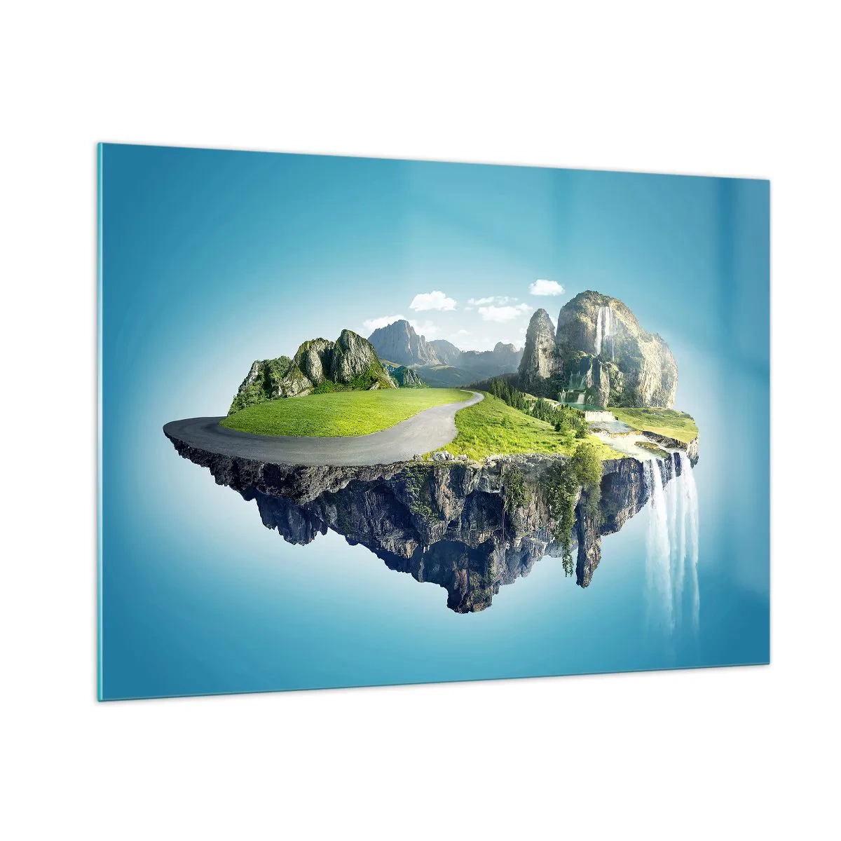 Glastavla - Bild på glas - Fantastisk ö - 100x70 cm